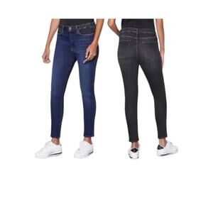 FRAME Le One Skinny Teller Jean in Two Tone Wash Blue Dark Gray Denim Size 2